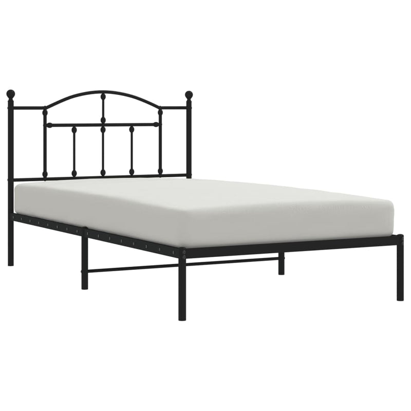 Metal Bed Frame with Headboard Black 107x203 cm King Single Payday Deals