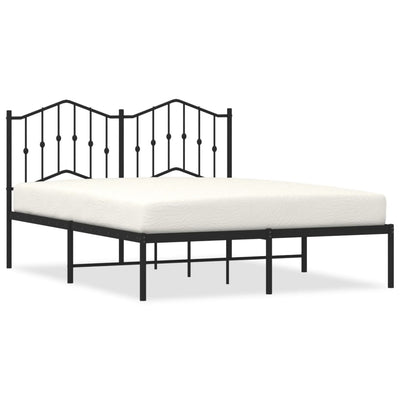 Metal Bed Frame with Headboard Black 135x190 cm Payday Deals