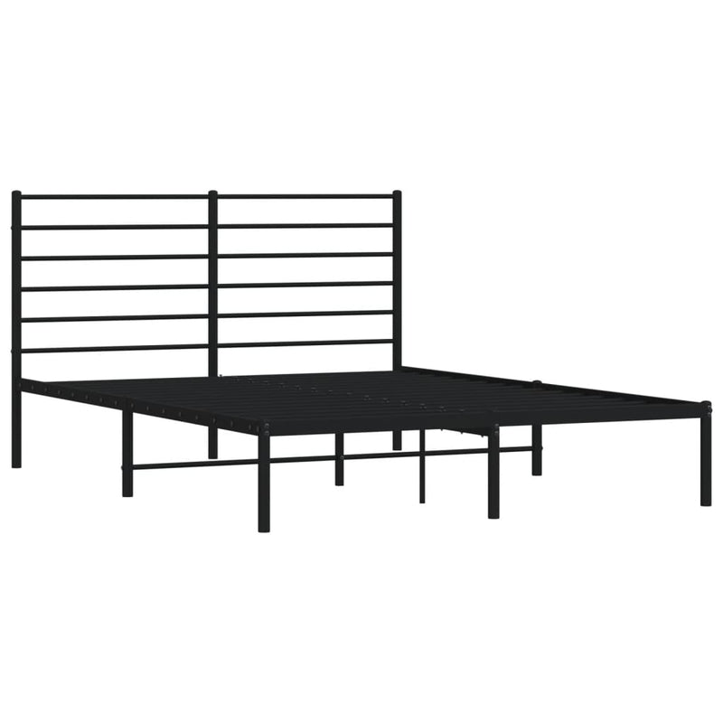 Metal Bed Frame with Headboard Black 153x203 cm Queen Payday Deals