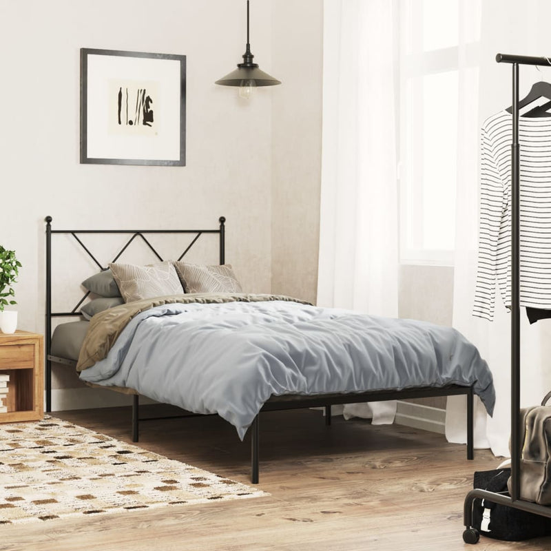 Metal Bed Frame with Headboard Black 90x190 cm Payday Deals