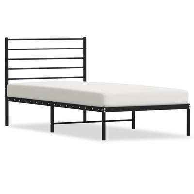 Metal Bed Frame with Headboard Black 92x187 cm Single Payday Deals