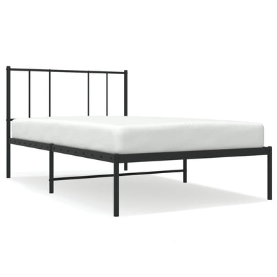 Metal Bed Frame with Headboard Black 92x187 cm Single Bed Size Payday Deals