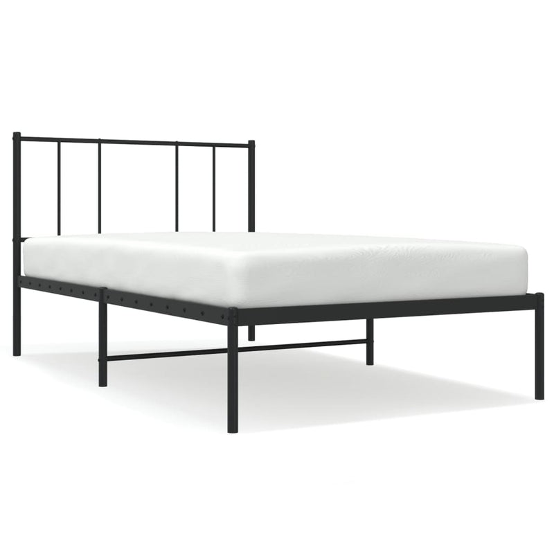 Metal Bed Frame with Headboard Black 92x187 cm Single Bed Size Payday Deals