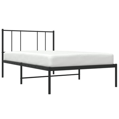 Metal Bed Frame with Headboard Black 92x187 cm Single Bed Size Payday Deals