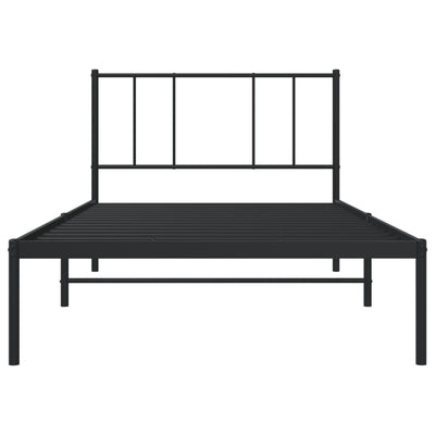 Metal Bed Frame with Headboard Black 92x187 cm Single Bed Size Payday Deals