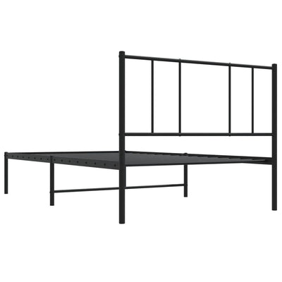 Metal Bed Frame with Headboard Black 92x187 cm Single Bed Size Payday Deals