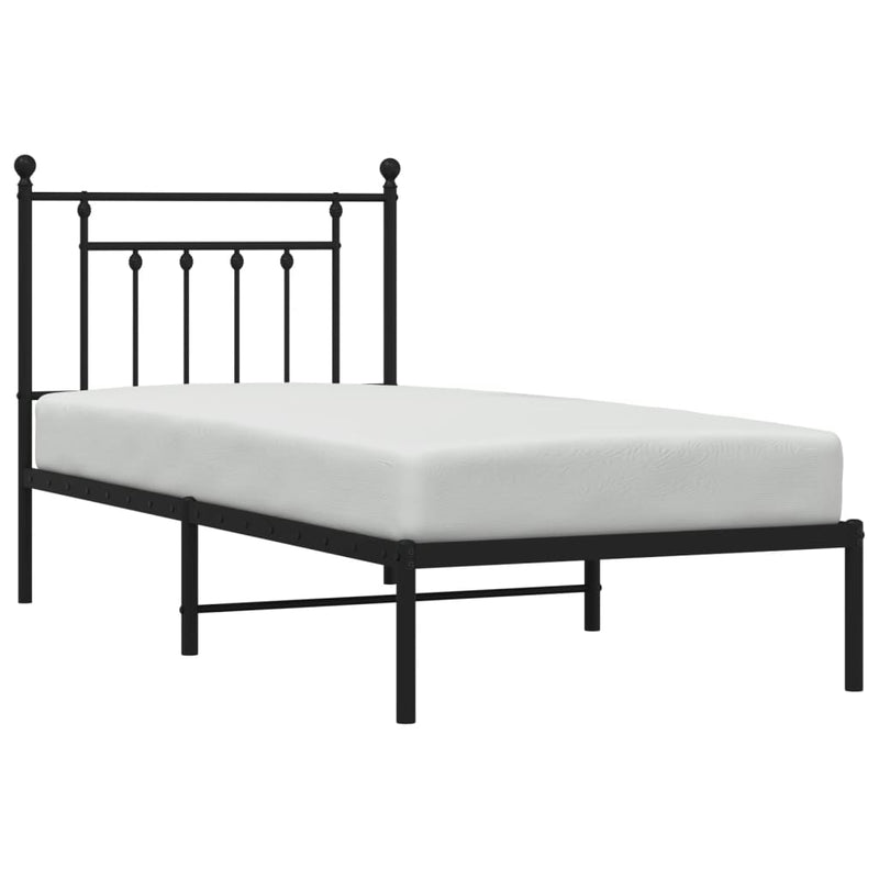 Metal Bed Frame with Headboard Black 92x187 cm Single Size Payday Deals