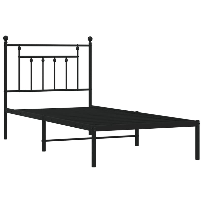 Metal Bed Frame with Headboard Black 92x187 cm Single Size Payday Deals