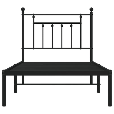 Metal Bed Frame with Headboard Black 92x187 cm Single Size Payday Deals