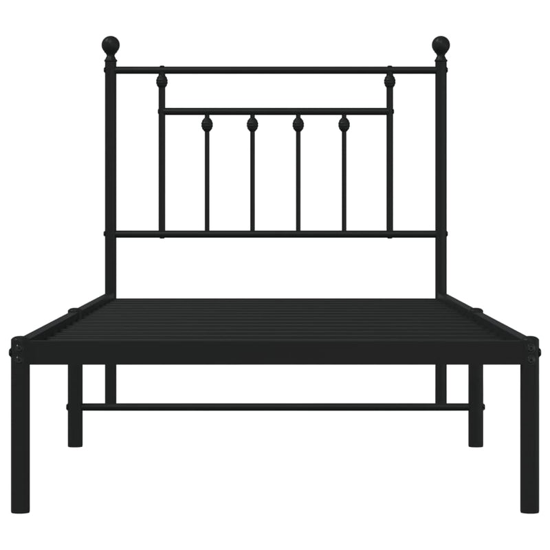 Metal Bed Frame with Headboard Black 92x187 cm Single Size Payday Deals