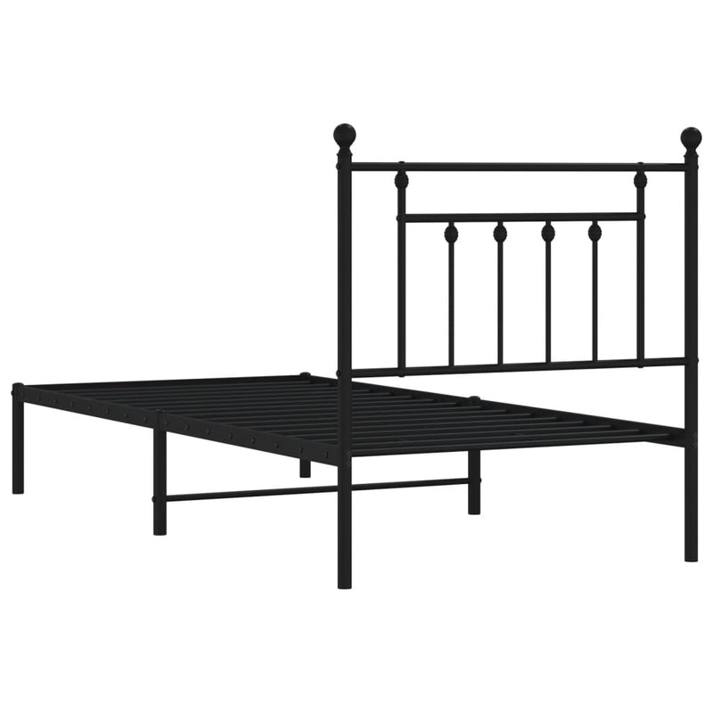 Metal Bed Frame with Headboard Black 92x187 cm Single Size Payday Deals