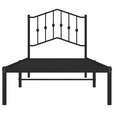 Metal Bed Frame with Headboard Black 92x187 cm Single Size Payday Deals