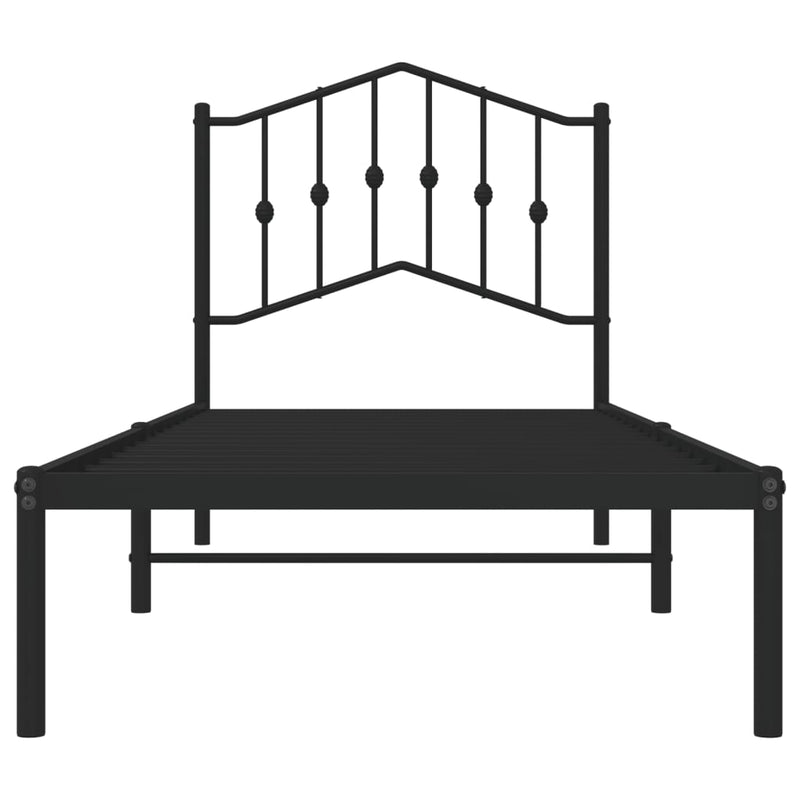 Metal Bed Frame with Headboard Black 92x187 cm Single Size Payday Deals