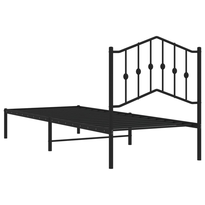 Metal Bed Frame with Headboard Black 92x187 cm Single Size Payday Deals