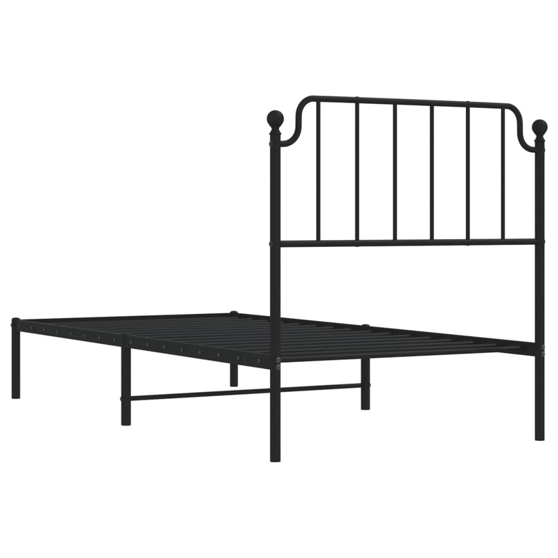 Metal Bed Frame with Headboard Black 92x187 cm Single Size Payday Deals