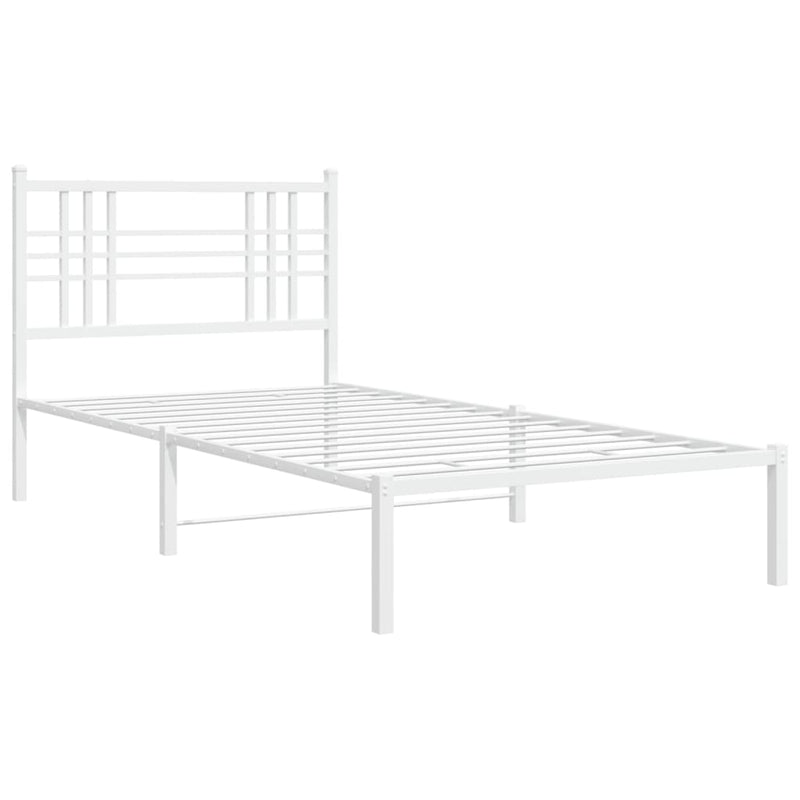 Metal Bed Frame with Headboard White 106x203 cm King Single Size Payday Deals