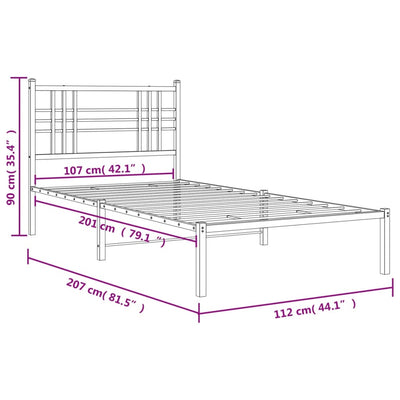 Metal Bed Frame with Headboard White 106x203 cm King Single Size Payday Deals