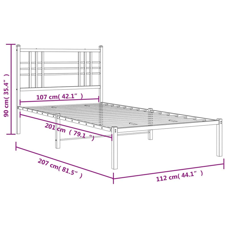 Metal Bed Frame with Headboard White 106x203 cm King Single Size Payday Deals