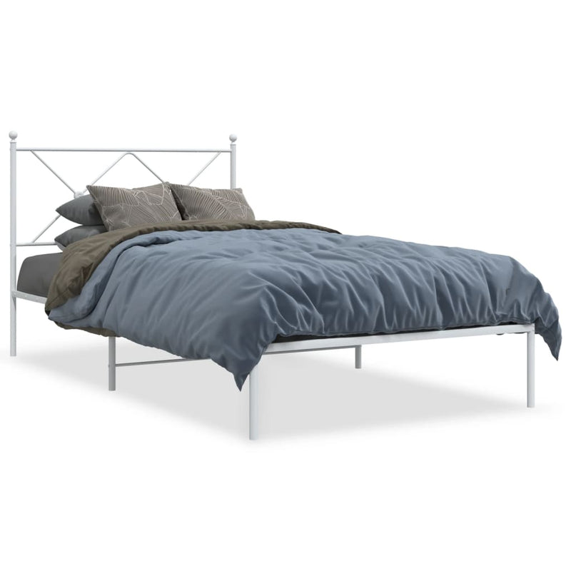 Metal Bed Frame with Headboard White 106x203 cm King Single Size Payday Deals