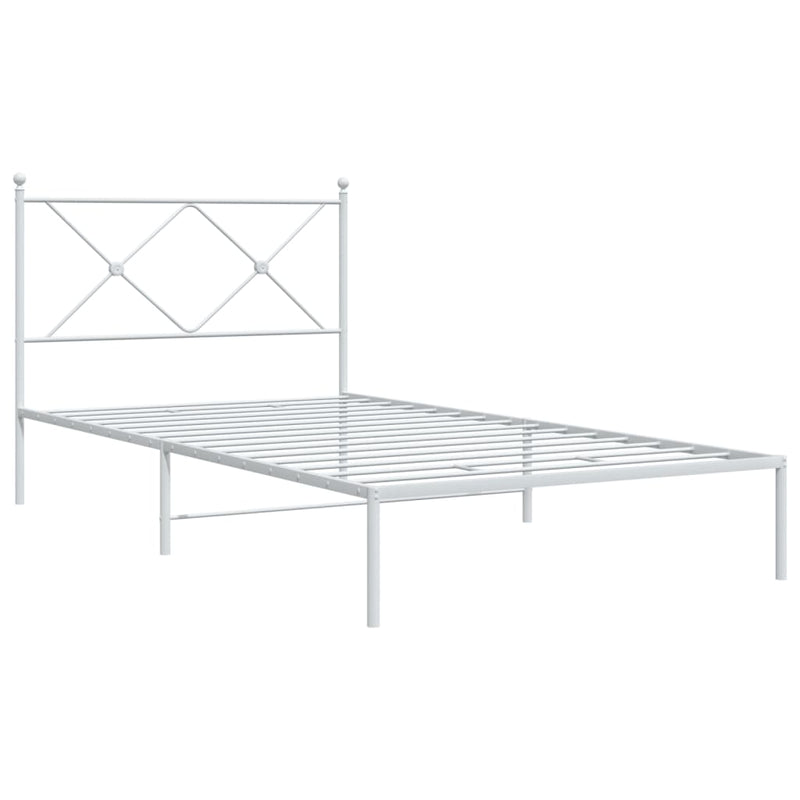 Metal Bed Frame with Headboard White 106x203 cm King Single Size Payday Deals