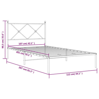 Metal Bed Frame with Headboard White 106x203 cm King Single Size Payday Deals