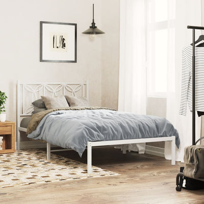 Metal Bed Frame with Headboard White 106x203 cm King Single Size Payday Deals