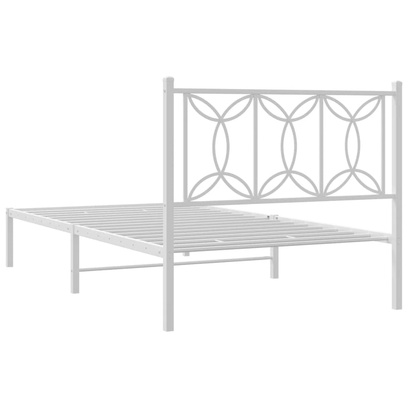 Metal Bed Frame with Headboard White 106x203 cm King Single Size Payday Deals