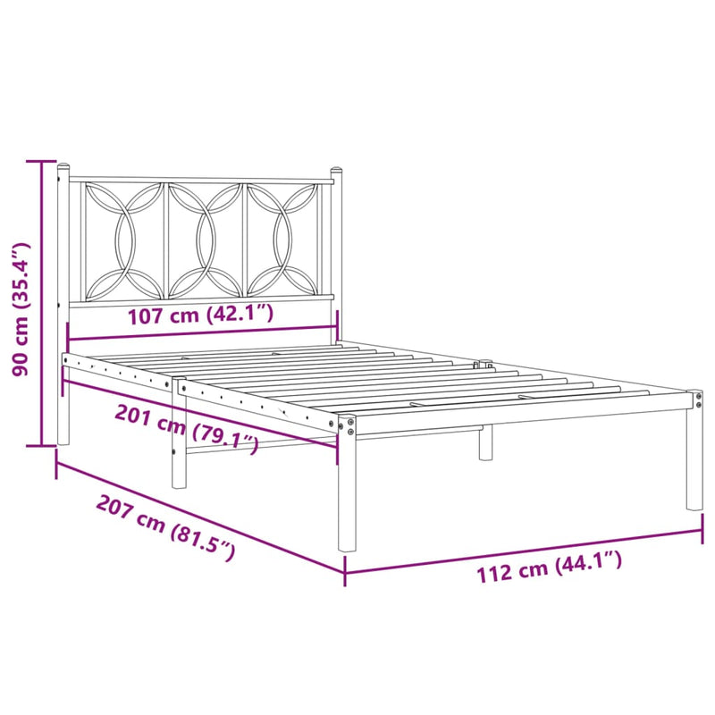 Metal Bed Frame with Headboard White 106x203 cm King Single Size Payday Deals