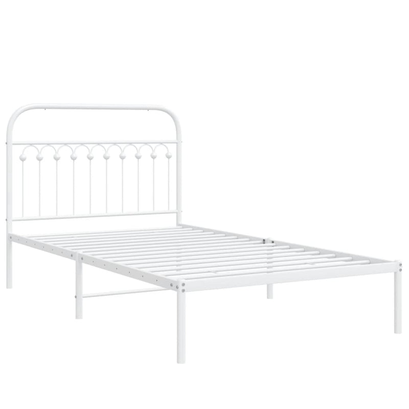 Metal Bed Frame with Headboard White 106x203 cm King Single Size Payday Deals