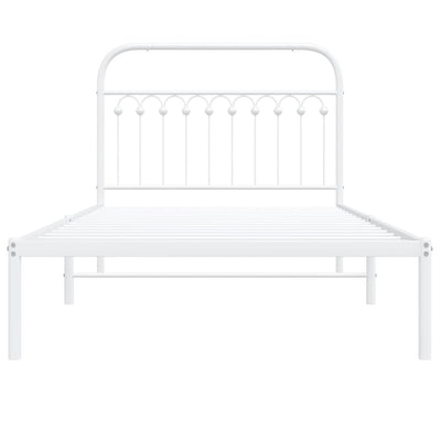 Metal Bed Frame with Headboard White 106x203 cm King Single Size Payday Deals