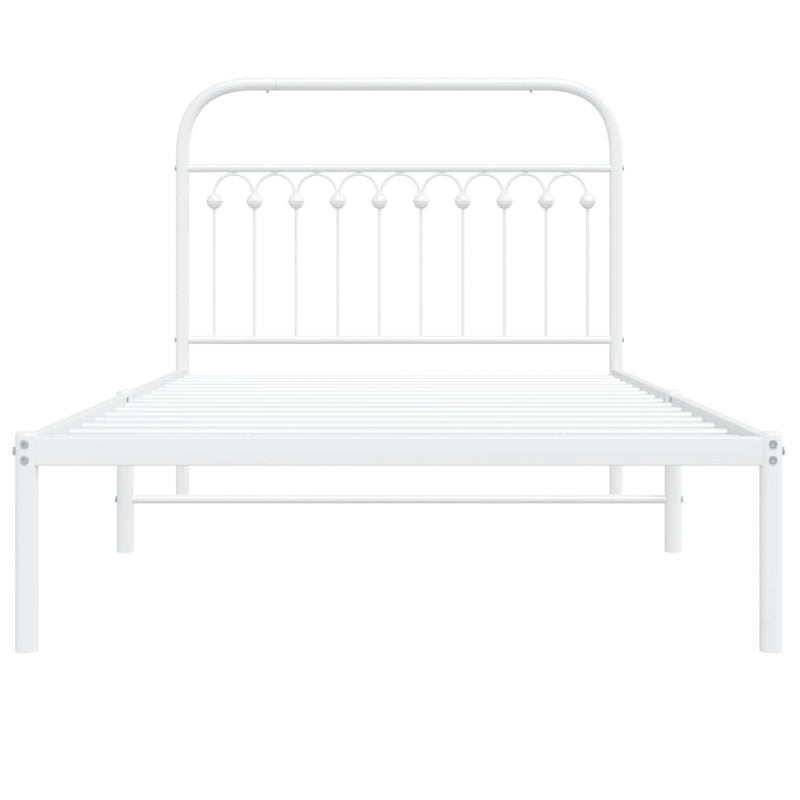 Metal Bed Frame with Headboard White 106x203 cm King Single Size Payday Deals