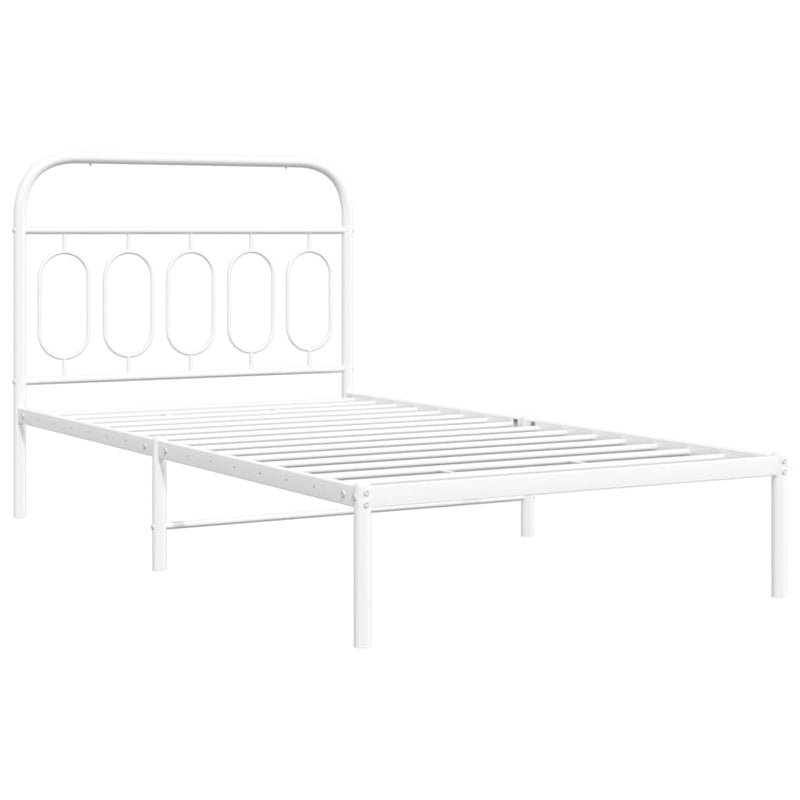 Metal Bed Frame with Headboard White 106x203 cm King Single Size Payday Deals