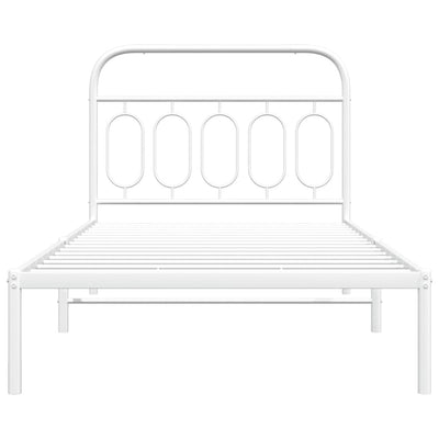 Metal Bed Frame with Headboard White 106x203 cm King Single Size Payday Deals