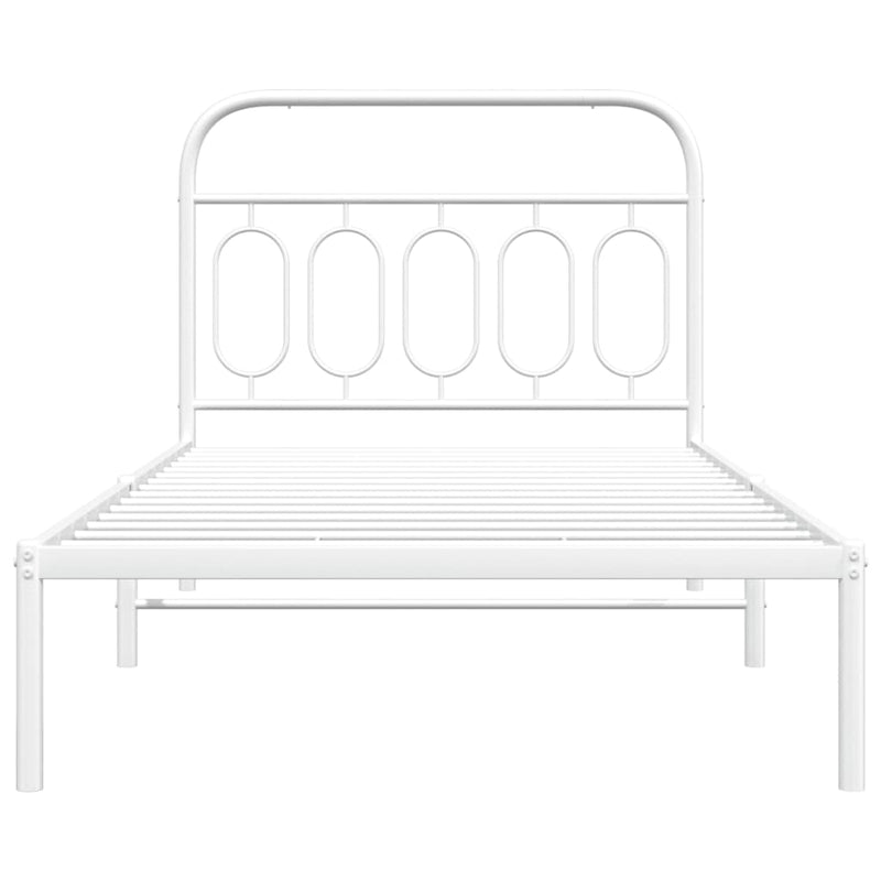 Metal Bed Frame with Headboard White 106x203 cm King Single Size Payday Deals