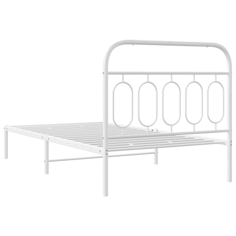 Metal Bed Frame with Headboard White 106x203 cm King Single Size Payday Deals