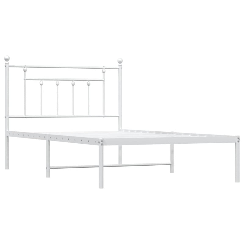 Metal Bed Frame with Headboard White 107x203 cm King Single Size Payday Deals