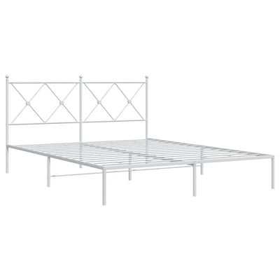 Metal Bed Frame with Headboard White 150x200 cm Payday Deals
