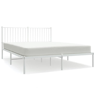 Metal Bed Frame with Headboard White 153x203 cm Queen Payday Deals