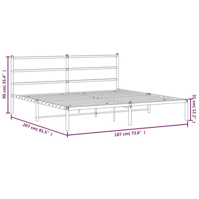 Metal Bed Frame with Headboard White 183x203 cm King Size Payday Deals