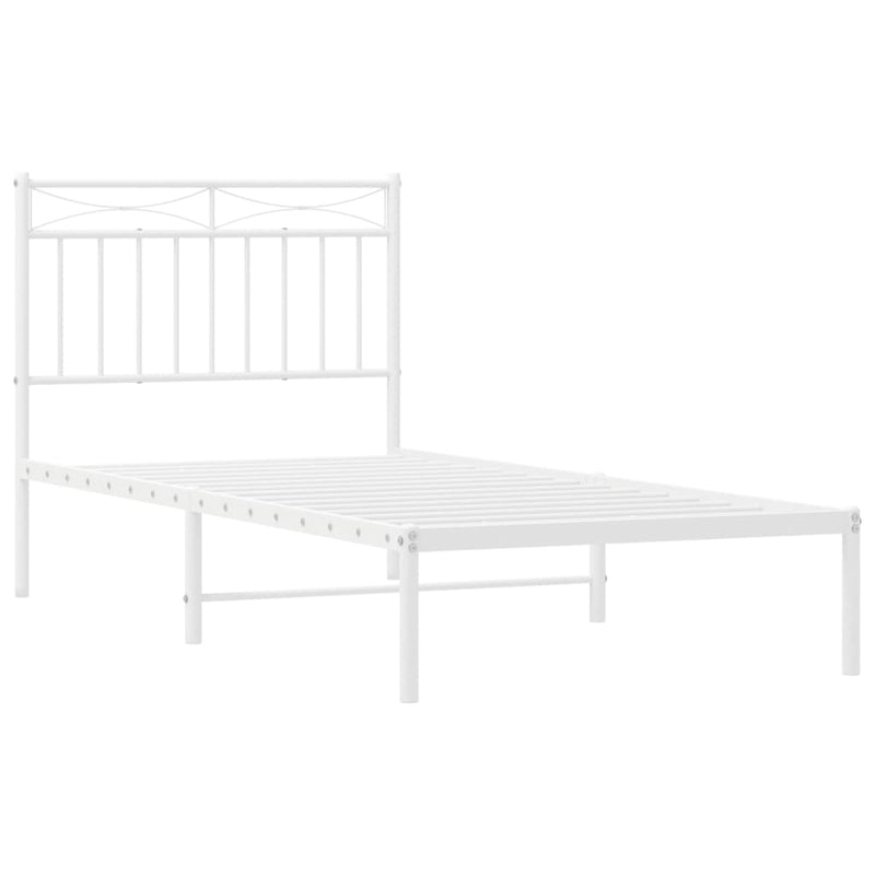 Metal Bed Frame with Headboard White 92x187 cm Single Size Payday Deals