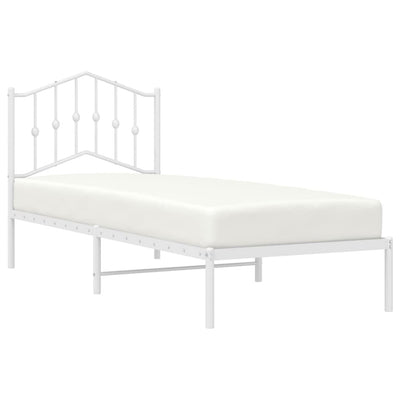 Metal Bed Frame with Headboard White 92x187 cm Single Size Payday Deals