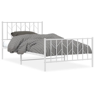 Metal Bed Frame without Mattress with Footboard White 107x203 cm King Single Payday Deals