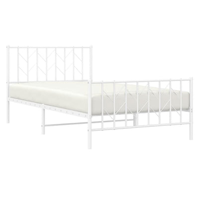 Metal Bed Frame without Mattress with Footboard White 107x203 cm King Single Payday Deals