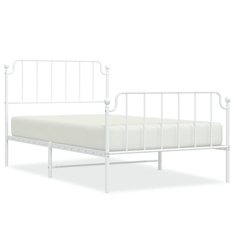 Metal Bed Frame without Mattress with Footboard White 107x203 cm King Single Payday Deals