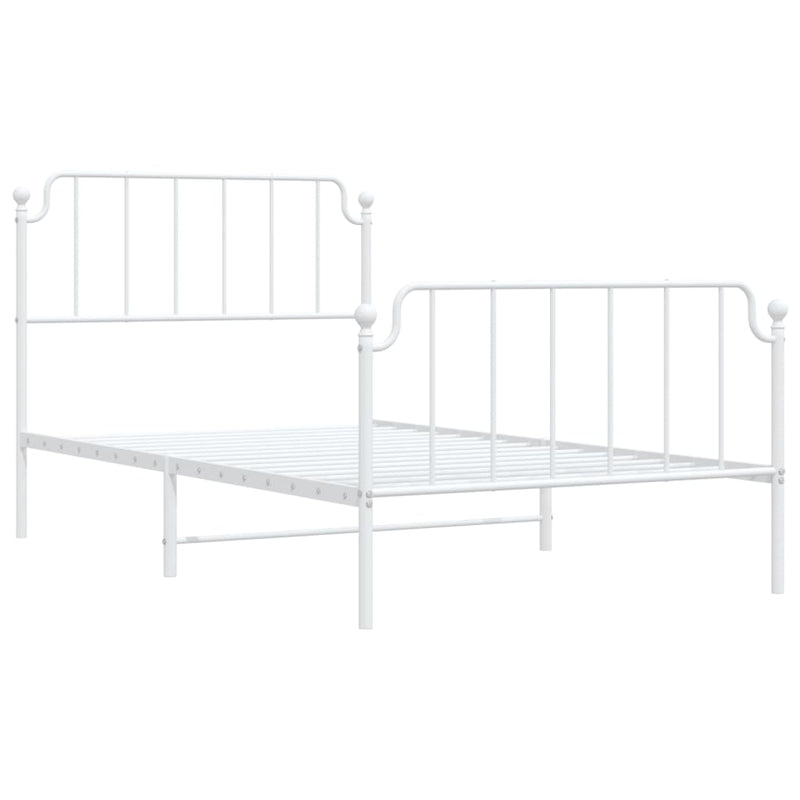 Metal Bed Frame without Mattress with Footboard White 107x203 cm King Single Payday Deals