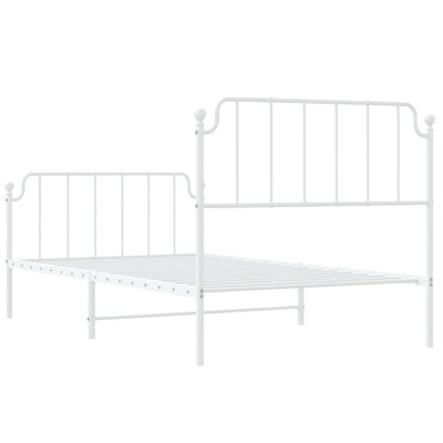 Metal Bed Frame without Mattress with Footboard White 107x203 cm King Single Payday Deals