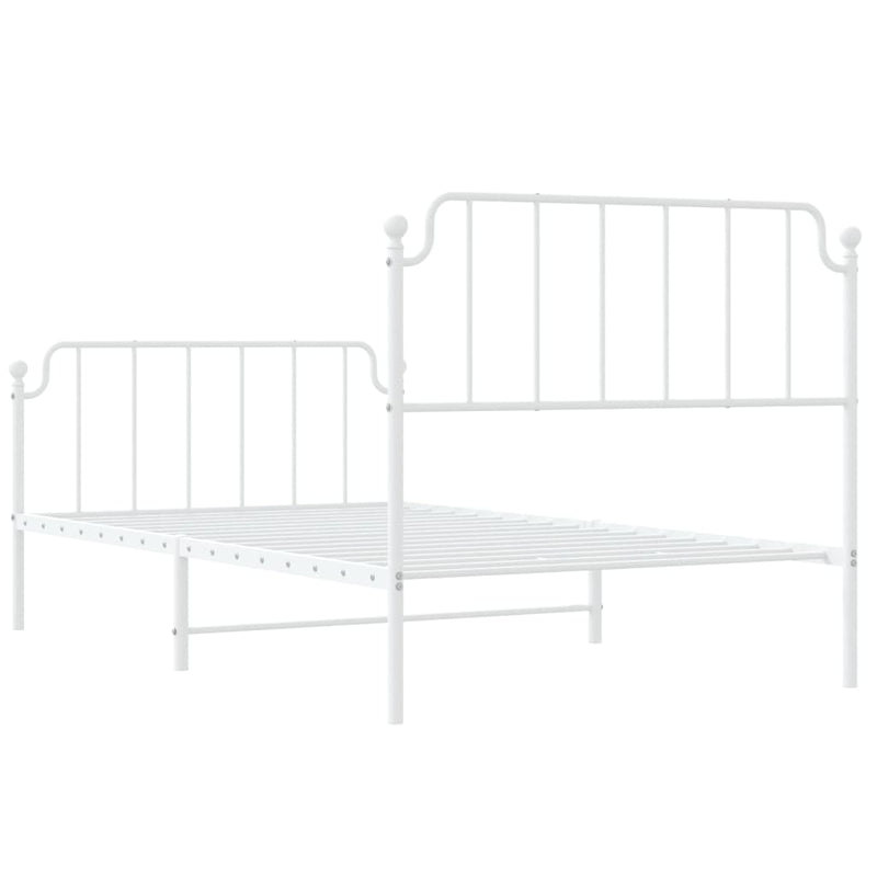 Metal Bed Frame without Mattress with Footboard White 107x203 cm King Single Payday Deals