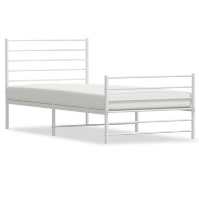 Metal Bed Frame without Mattress with Footboard White 107x203 cm King Single Payday Deals