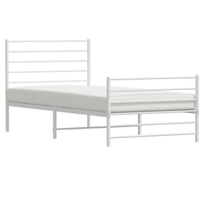 Metal Bed Frame without Mattress with Footboard White 107x203 cm King Single Payday Deals