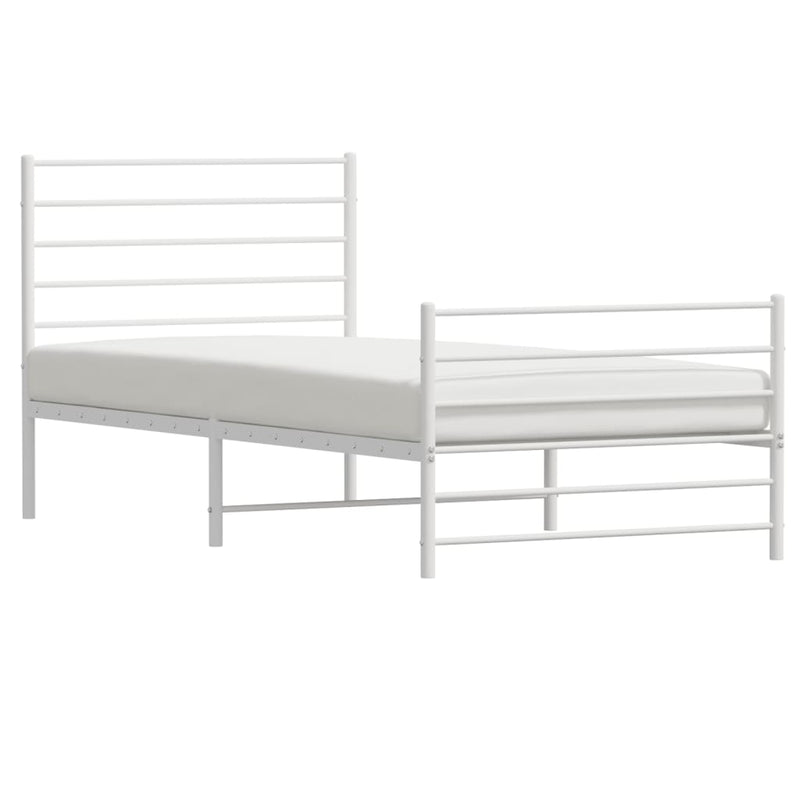 Metal Bed Frame without Mattress with Footboard White 107x203 cm King Single Payday Deals